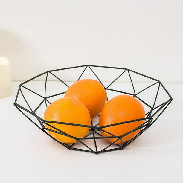 Geometric Fruit Vegetable Wire Basket Metal Bowl Kitchen Storage Desktop Display